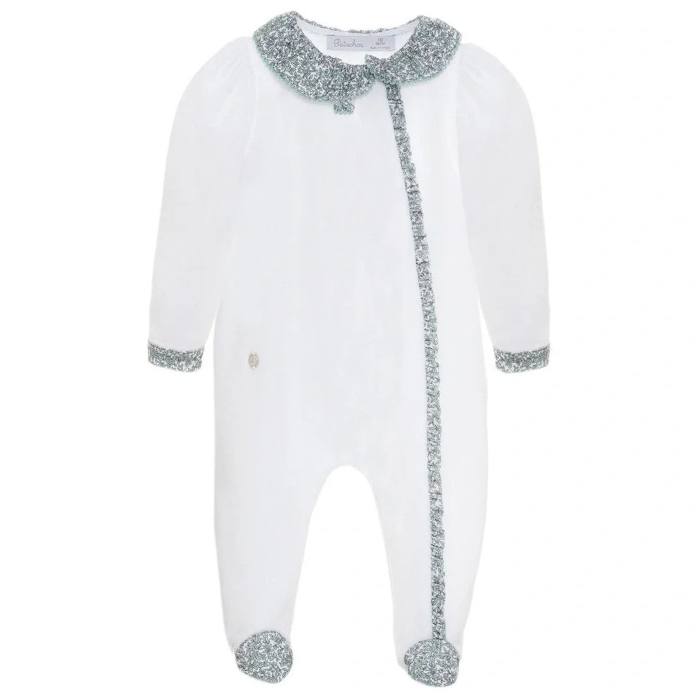 Patachou Contrasting Trim Floral Print Footed Pajamas